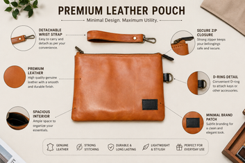 Tan Brown Premium PU Leather Pouch