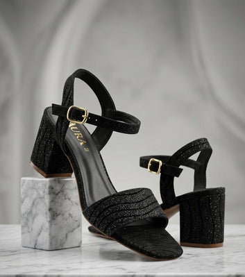 Midnight Shimmer Block-Heel Sandals