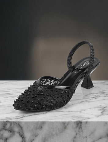 Midnight Pearl Slingback Heels
